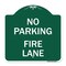 Signmission No Parking Fire Lane W/ Striped Border, Green & White Aluminum Sign, 18" x 18", GW-1818-23623 A-DES-GW-1818-23623 - alternate 1